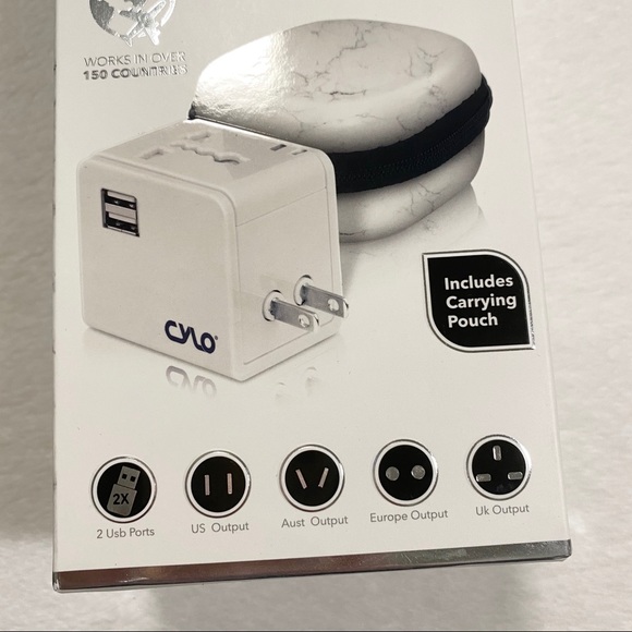 Cylo Travel Power USB Charger & Universal Adapter with Marble Carrying Case - Picture 2 of 3